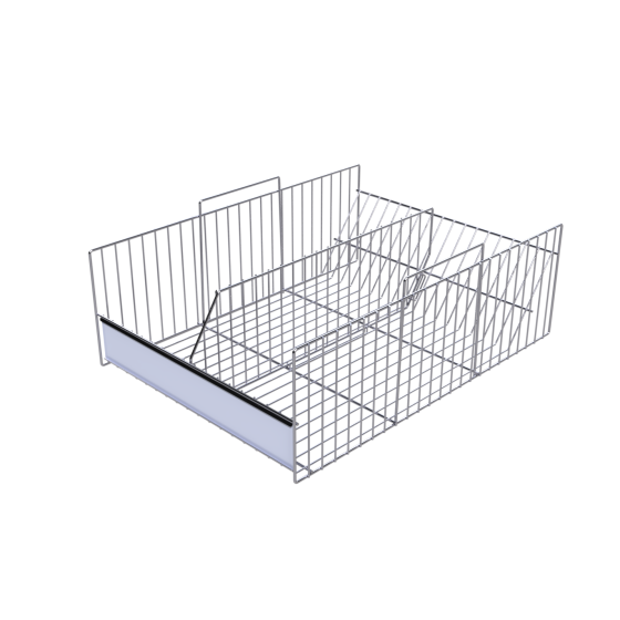 Stackable Dump Bins offer flexible bulk merchandising with optional dividers for organized product separation.